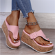 Tia | Women's Cork Wedge Thong Sandals Buckle Toe Post
