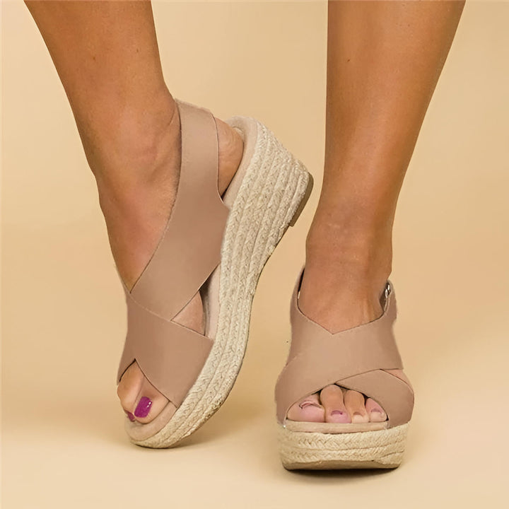 Karlie | Women's Cross Strap Espadrille Wedge Sandals Open Toe
