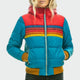 Women's striped hooded quilted puffer jacket with zip pockets