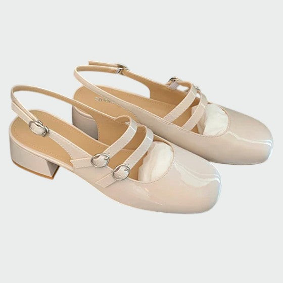 Frida | Women's Double Strap Mary Jane Heels Patent Block Heel