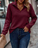 Women's V-Neck Zip Sweater in Pink - View 2 | Bellmere