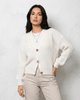 Women's plain knit cardigan with long sleeves