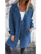 Women's longline button-front coat with lapel collar and long sleeves