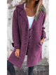Women's longline button-front coat with lapel collar and long sleeves