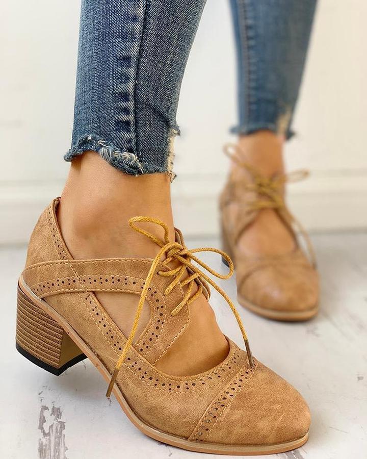 Celeste | Heeled Lace-Up T-Strap Shoes