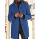 Women's mid-thigh winter coat with stand collar, buttons and front pockets