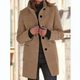 Women's mid-thigh winter coat with stand collar, buttons and front pockets