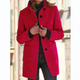 Women's mid-thigh winter coat with stand collar, buttons and front pockets
