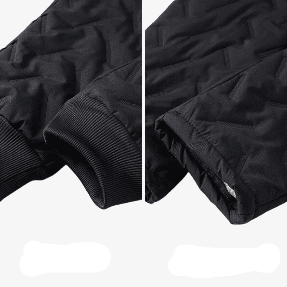 Black women's fleece-lined trousers with drawstring waist and cream lining
