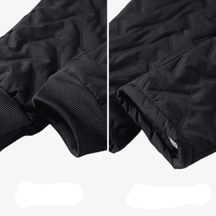 Black women's fleece-lined trousers with drawstring waist and cream lining