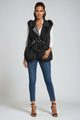 Women's sleeveless faux fur vest with lapel collar and front pockets