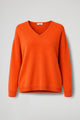 Women's long-sleeve V-neck pullover sweater with ribbed trims