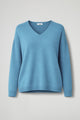 Women's long-sleeve V-neck pullover sweater with ribbed trims