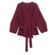 Women's long-sleeve wrap knit top with V-neckline and tie waist