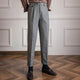 Men's pleated straight-leg trousers with cuffed hems and slanted pockets