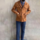 Hunting jacket with notched collar and four button flap pockets