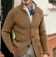 Men's textured button blazer with stand collar and long sleeves