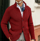Men's textured button blazer with stand collar and long sleeves