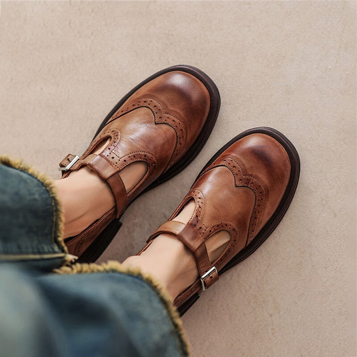Women's Vegan Leather Mary Jane Sandal Shoes & Sandals in Brown | Bellmere