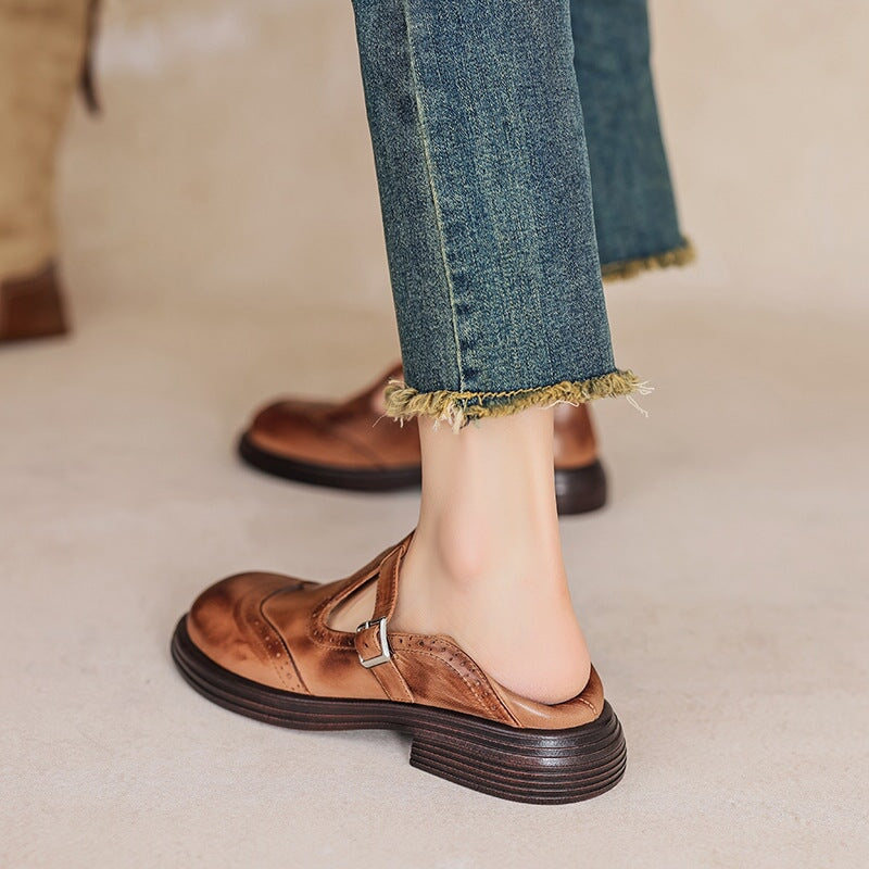 Women's Vegan Leather Mary Jane Sandal Shoes & Sandals in Brown - View 4 | Bellmere