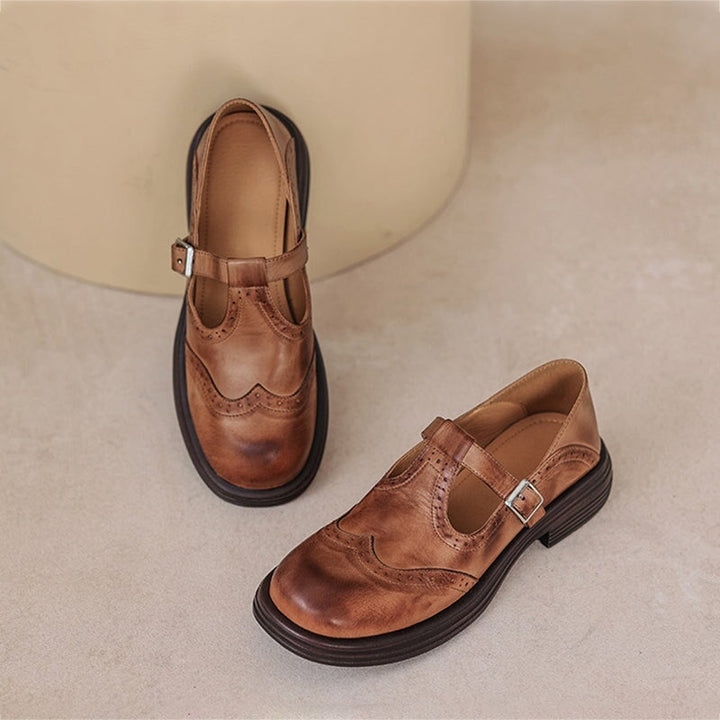 Women's Vegan Leather Mary Jane Sandal Shoes & Sandals in Brown - View 2 | Bellmere