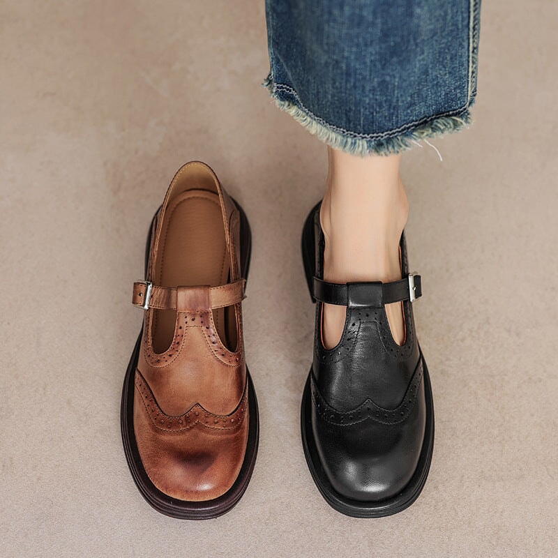 Women's Vegan Leather Mary Jane Sandal Shoes & Sandals in Brown - View 5 | Bellmere
