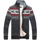 Men's zip-up cardigan with Nordic geometric pattern, stand collar and long sleeves