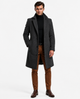 Men's long button front overcoat with notched lapels