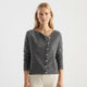 Women's long-sleeve cardigan with asymmetric button front and ribbed trims