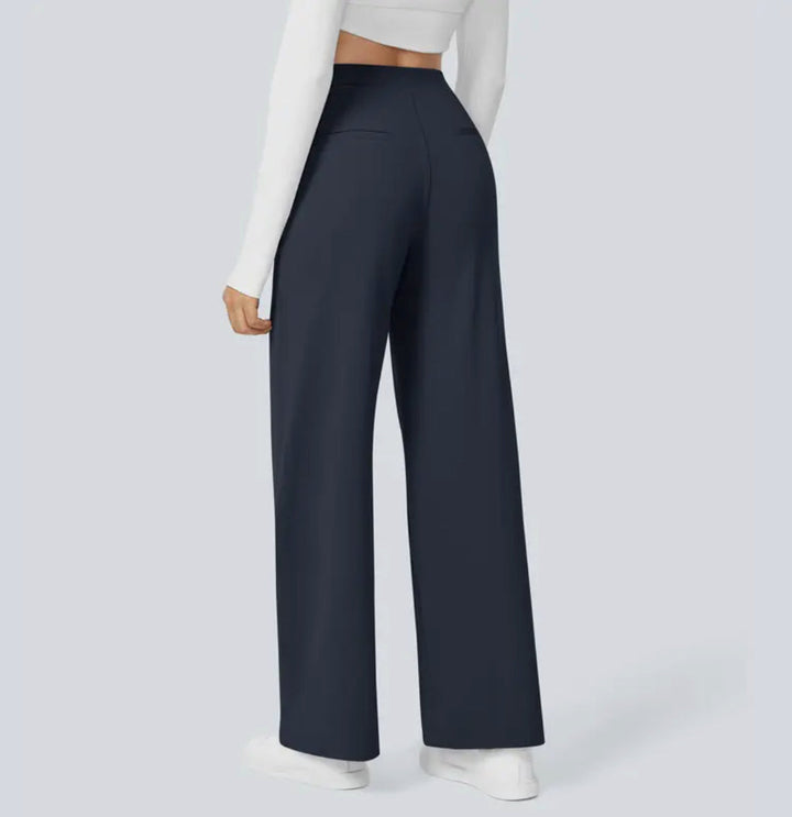 Women's high-waisted wide-leg trousers with side pockets
