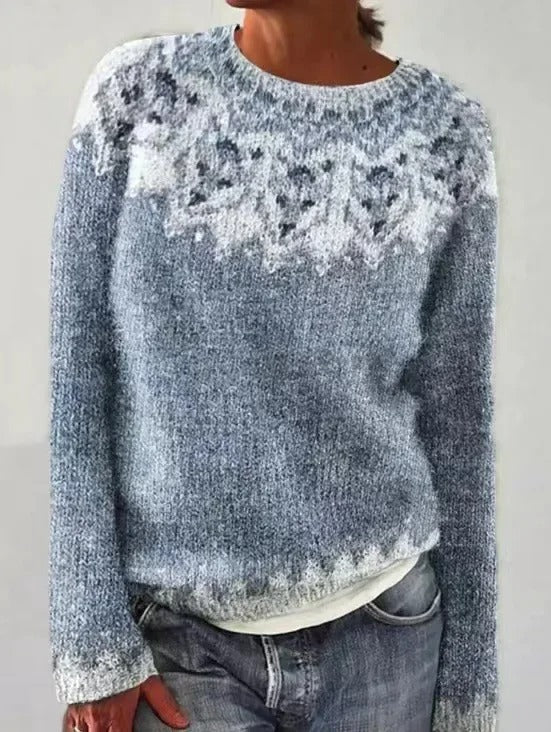 Women's Fair Isle pattern pullover sweater with long sleeves
