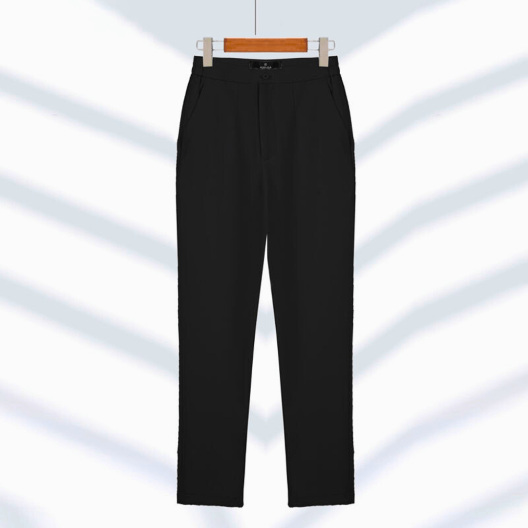 Women's tailored suit with notched lapel blazer and straight-leg trousers
