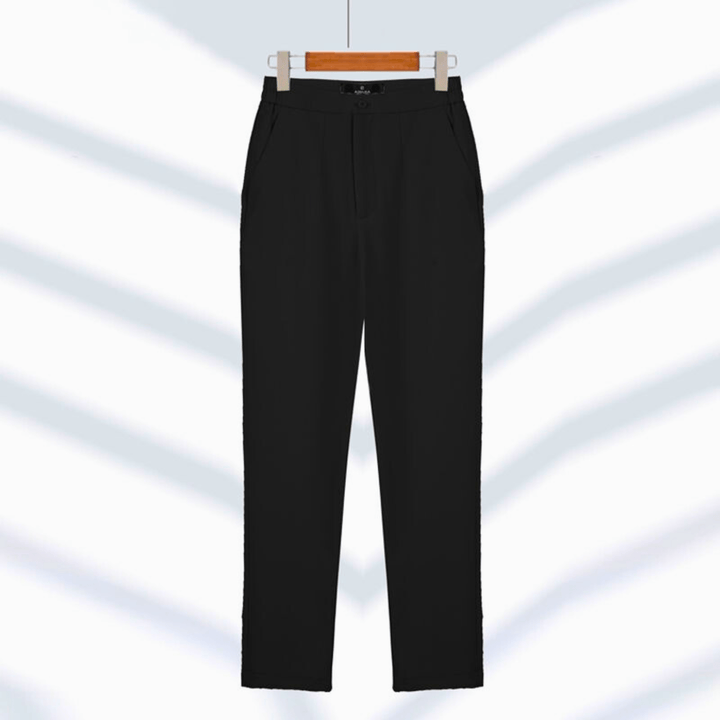 Women's tailored suit with notched lapel blazer and straight-leg trousers