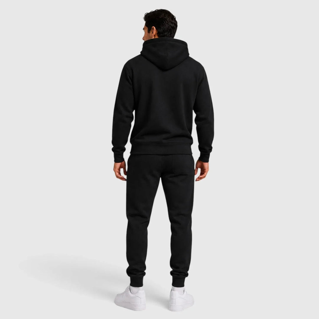 Men's hooded lounge set with long-sleeve top and tapered jogger pants