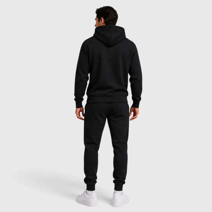 Men's hooded lounge set with long-sleeve top and tapered jogger pants