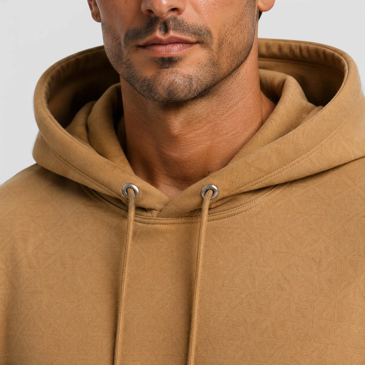Men's hooded lounge set with long-sleeve top and tapered jogger pants