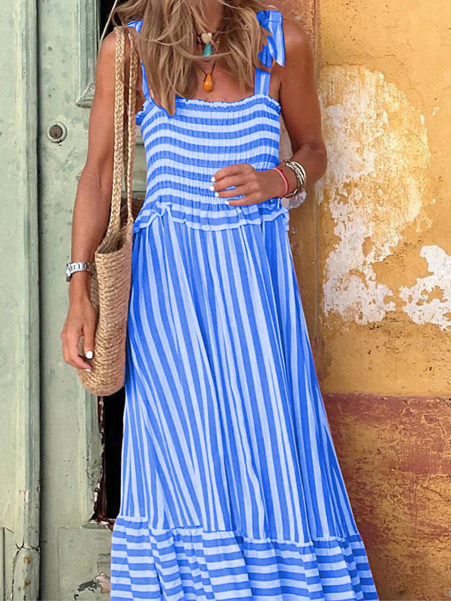 Women's Striped Summer Dress in Blue - View 5 | Bellmere