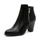 Women's heeled ankle boots with pointed toe, side zipper and high block heel