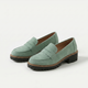Women's penny loafers with rounded toes, chunky lugged soles and low block heels