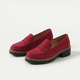 Women's penny loafers with rounded toes, chunky lugged soles and low block heels