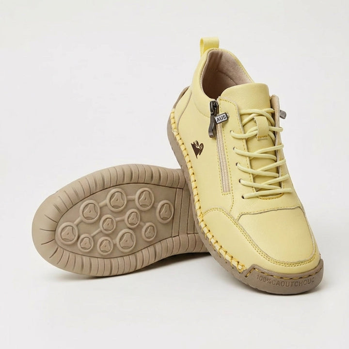 Women's White Ankle Sneaker, Lace-Up Zip Closure