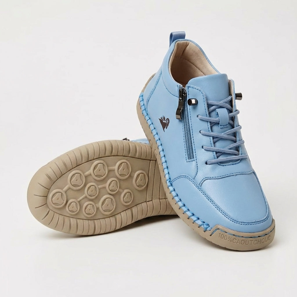 Women's White Ankle Sneaker, Lace-Up Zip Closure