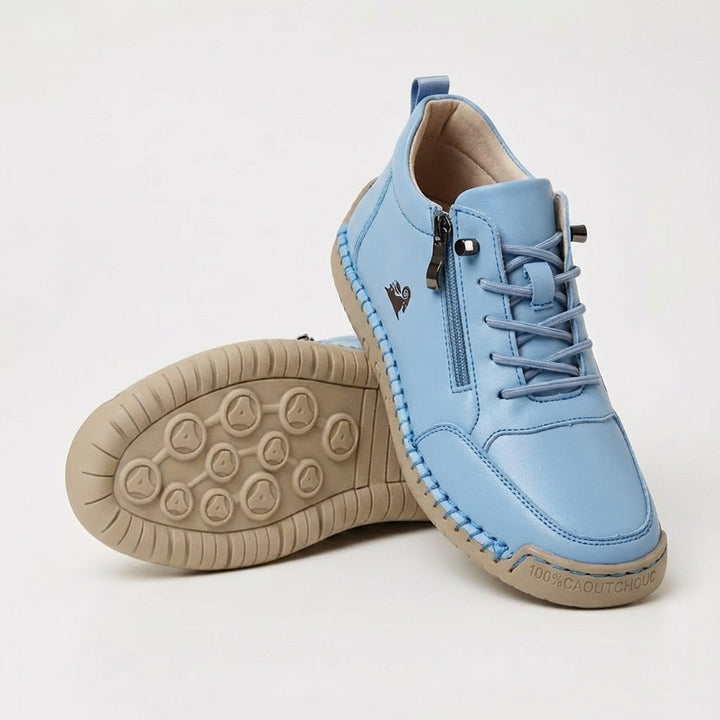 Women's White Ankle Sneaker, Lace-Up Zip Closure