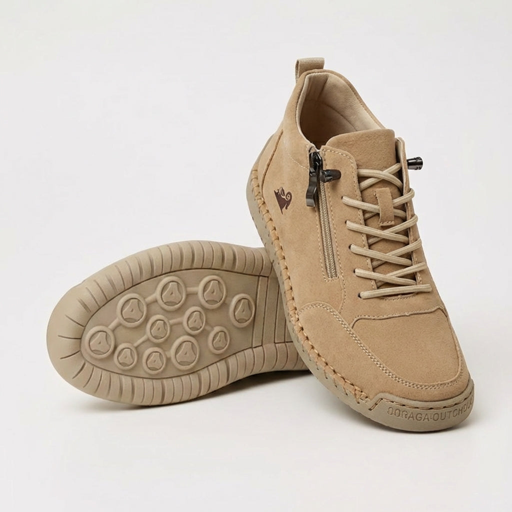 Women's White Ankle Sneaker, Lace-Up Zip Closure