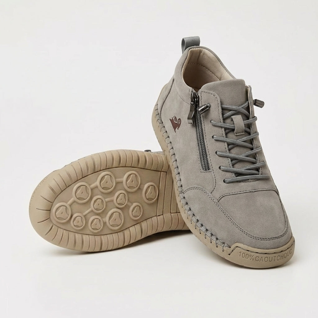 Women's White Ankle Sneaker, Lace-Up Zip Closure