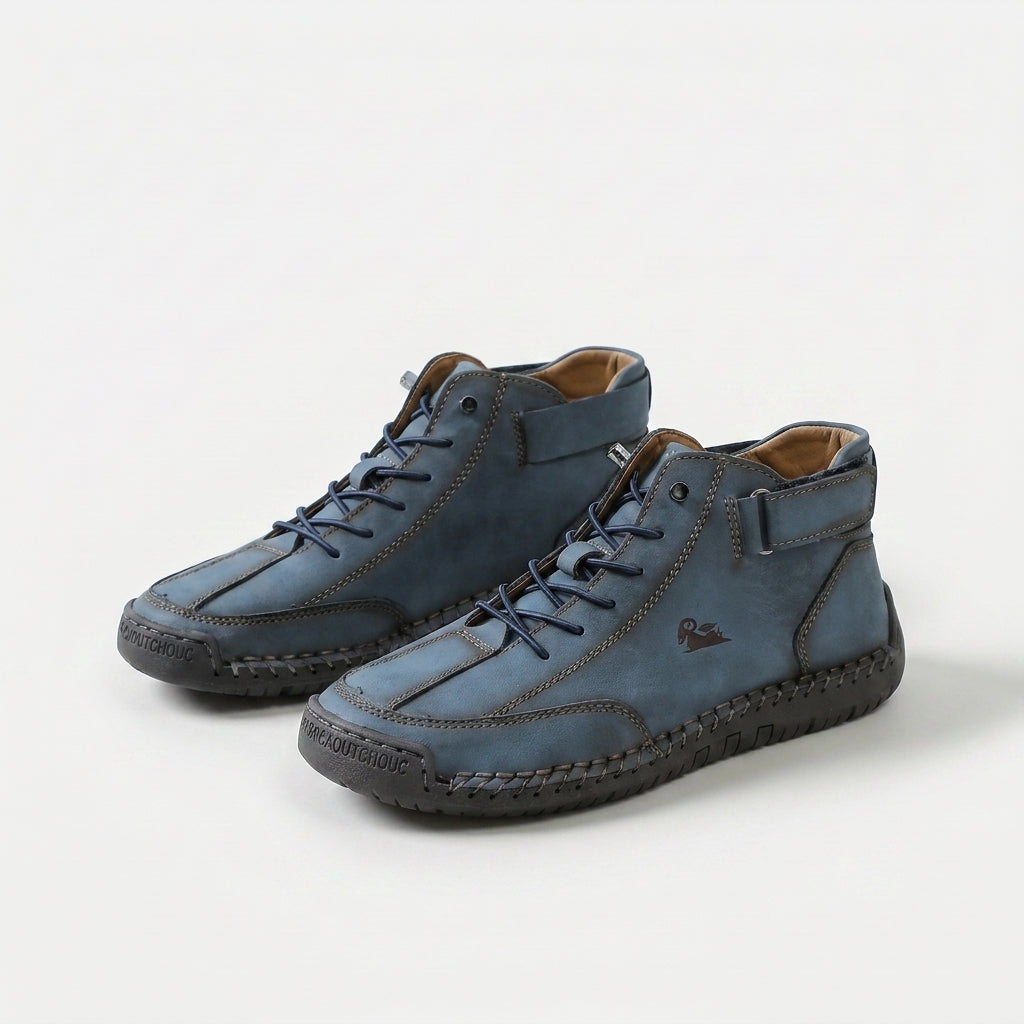 Ankle boots with lace-up fronts, buckle straps and moc toes