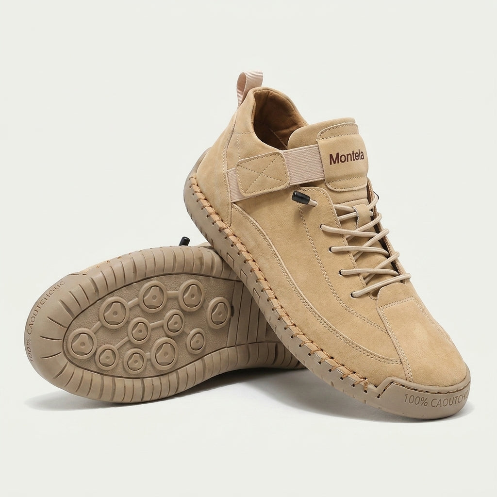 Unisex mid-top lace-up sneakers with textured flat soles