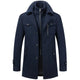 Two-piece coat with high-neck layer, lapel collar and multiple pockets