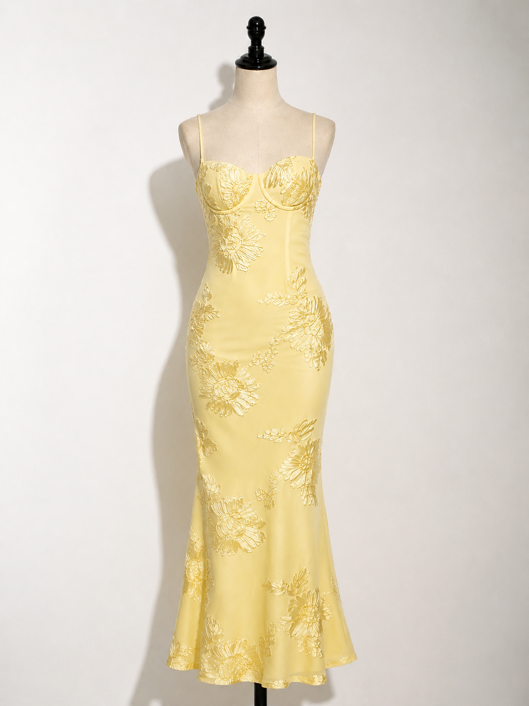 Women's Floral Appliqué Slip Maxi Dress with Fishtail Hem