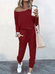 Women's Off-Shoulder Top & Joggers Two-Piece Set Two Piece Set in Grey - View 5 | Bellmere